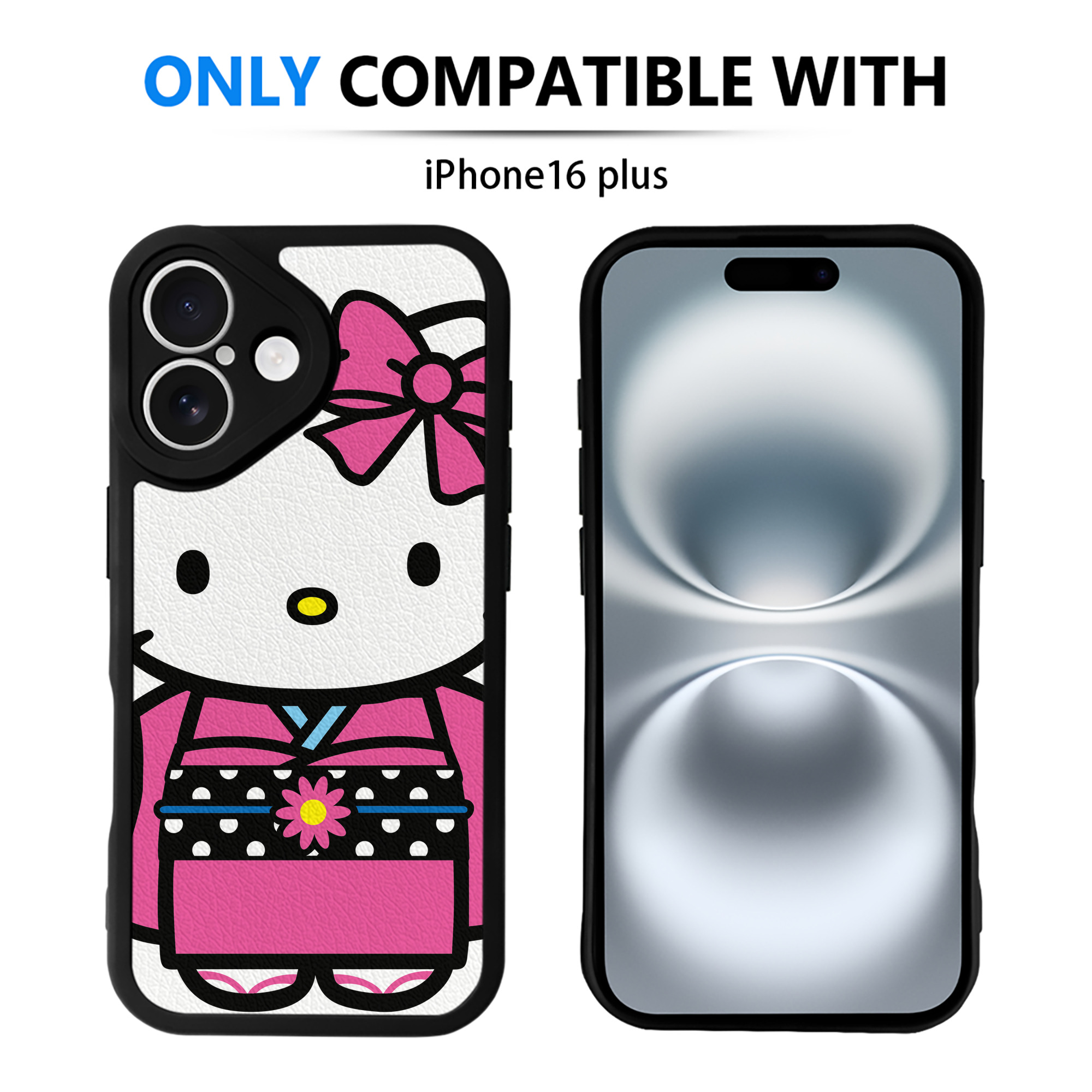 （画像用） Hello Kitty ハローキティ 【iPhone 16シリーズ対応】シリコンスマホケース（レザー調） 材質：シリコン